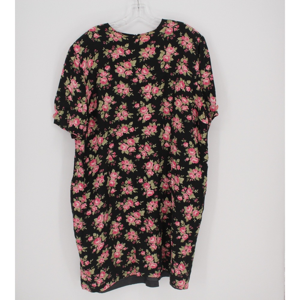 Elisabeth Liz Claiborne Women's Vintage Black Floral Rose Button Dress Size 20P
